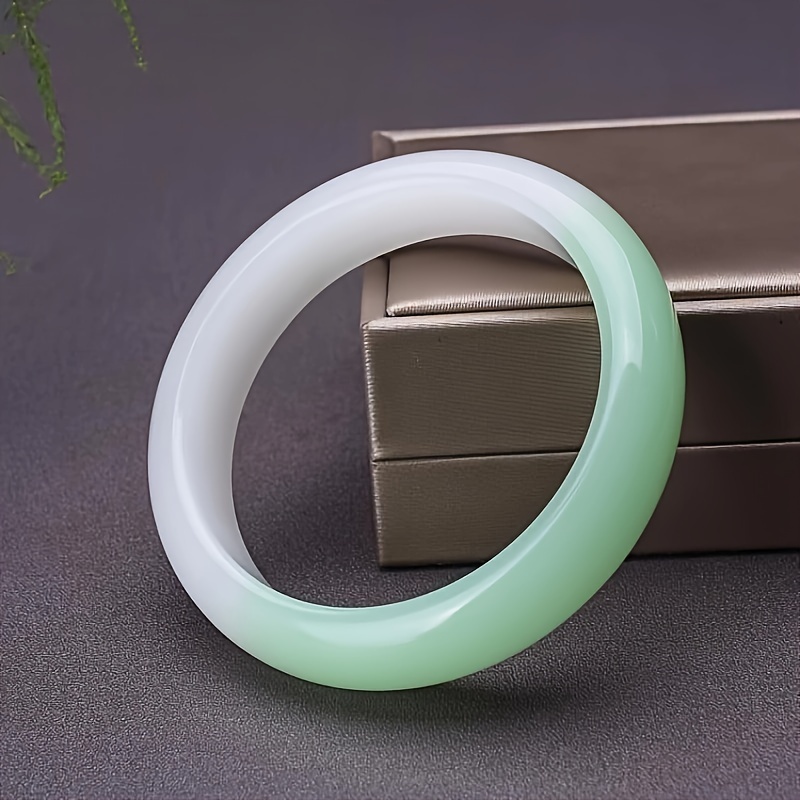 Half White Half Green Classic Flat Bar Bracelet